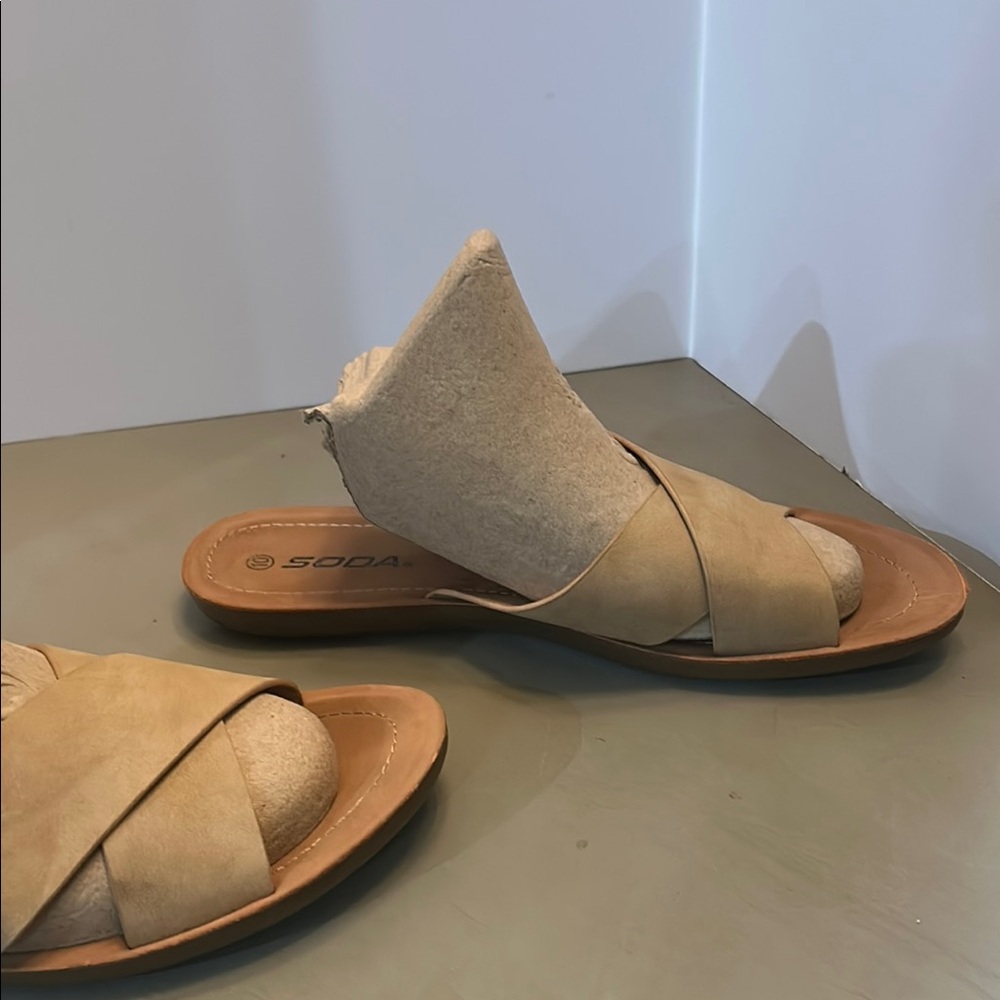 Soda Beige Crisscross Mules - Picture 3 of 5